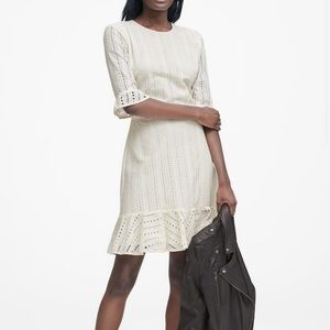 Banana Republic White Eyelet Fit-&-Flare Dress